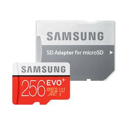 Карта памяти 256Gb Samsung EVO Plus microSDXC Class 10 UHS-I U3 + SD адаптер, Версия: EVO Plus, Объём памяти: 256 Гб, Производитель: Samsung, Комплектация: карта + SD адаптер