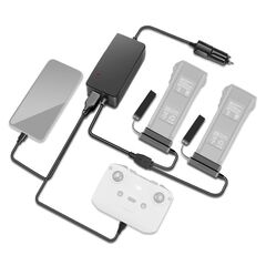 Автомобильное зарядное устройство для 2 аккумуляторов и пульта DJI Mavic 3 повышенной мощности (2 USB) (YX)