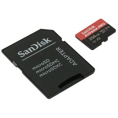 Карта памяти 256Gb SanDisk Extreme Pro microSDXC Class 10 UHS-I U3 V30 A2, Версия: Extreme Pro, Объём памяти: 256 Гб, Производитель: SanDisk, Комплектация: карта + SD адаптер