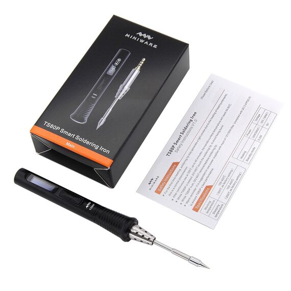Паяльник Miniware TS80P (Черный) с жалом TS-B02, изображение 5