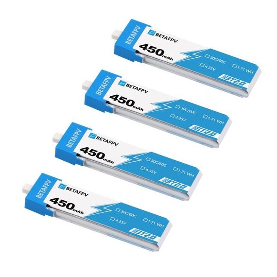 Аккумуляторы BETAFPV 1S 450mAh 30C LiHV (BT2.0, 4 шт.)