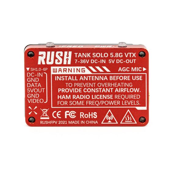 Видеопередатчик RUSHFPV TANK SOLO 5,8 ГГц со SmartAudio, изображение 3