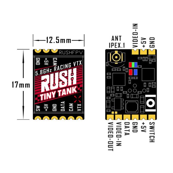 Видеопередатчик RUSHFPV TANK TINY 5,8 ГГц со SmartAudio, изображение 8