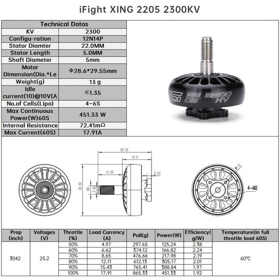 Мотор iFlight XING 2205 2300KV, изображение 7