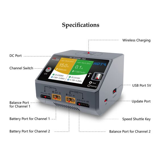 Зарядное устройство HOTA D6, изображение 5