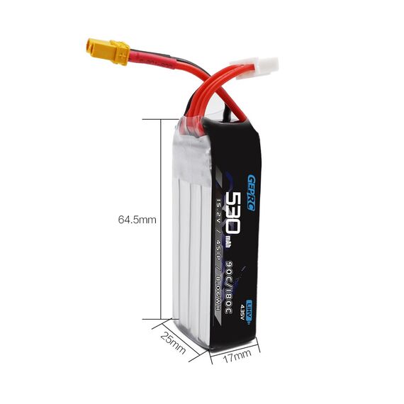 Аккумулятор GEPRC 530мАч 4S 90C LiHV (XT30), изображение 3