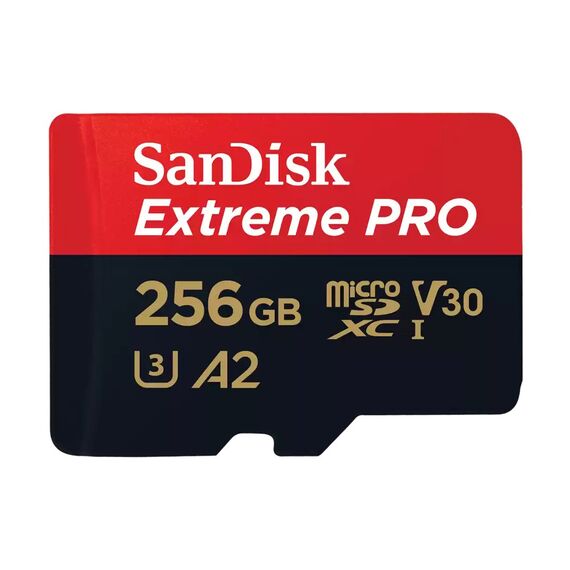 Карта памяти 256Gb SanDisk Extreme Pro microSDXC Class 10 UHS-I U3 V30 A2, Версия: Extreme Pro, Объём памяти: 256 Гб, Производитель: SanDisk, Комплектация: только карта