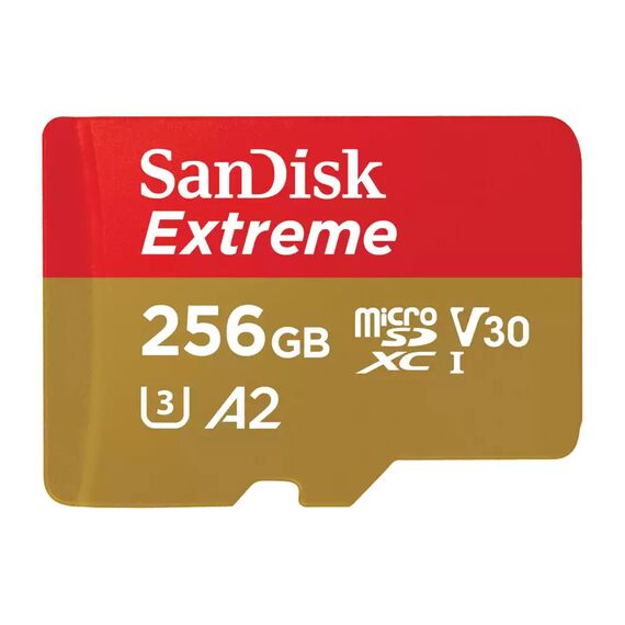 Карта памяти 256Gb SanDisk Extreme microSDXC Class 10 UHS-I U3 V30, Версия: Extreme, Объём памяти: 256 Гб, Производитель: SanDisk, Комплектация: только карта