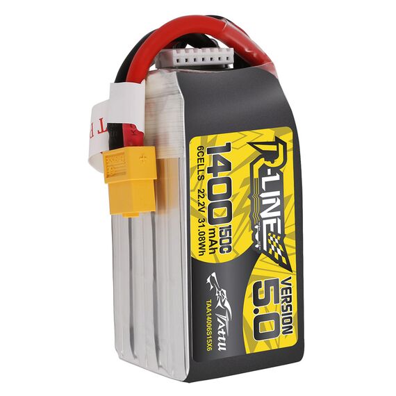 Аккумулятор Tattu R-Line V5.0 1400мАч 6S 150C LiPo (XT60), изображение 4