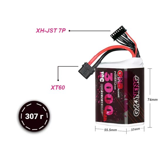 Аккумулятор GNB 3000мАч 6S1P 30A Li-ion (ячейки SONY/Murata 18650 VTC6) (XT60), изображение 4