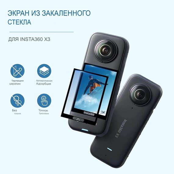 Защитное стекло Insta360 X3 (CYNOVA), Версия: На экран, изображение 2