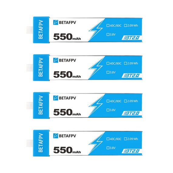 Аккумуляторы BETAFPV 1S 550mAh 40C LiHV (BT2.0, 4 шт), изображение 2
