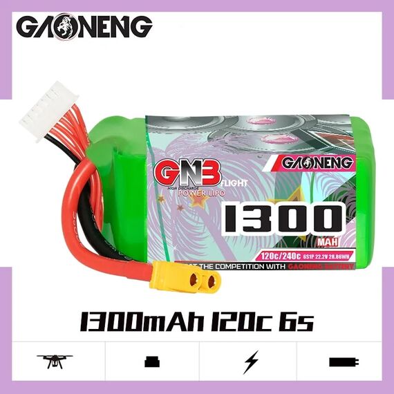 Аккумулятор GNB 6S 1300mAh 120C LiPo (XT60)