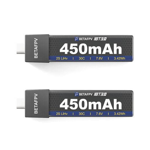 Аккумуляторы BETAFPV 2S 450mAh 30C LiHV (BT3.0) (2 шт), изображение 3