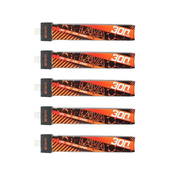 Аккумуляторы BETAFPV LAVA 1S 300mAh 75C LiHV (BT2.0, 5 шт)