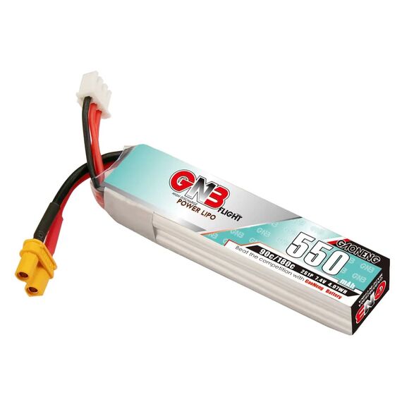 Аккумулятор GNB 2S 550mAh 90C LiPo (Long Type, XT30), изображение 2