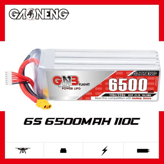 Аккумулятор GNB 6S 6500mAh 110C 22.2V LiPo (XT60)