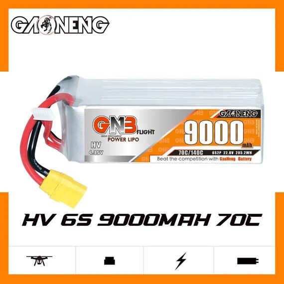 Аккумулятор GNB 6S 9000mAh 70C LiHV (6s2p, XT90)