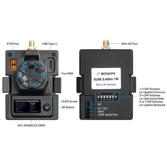 Внешний модуль BETAFPV Micro TX 1W (ELRS 2,4), изображение 4